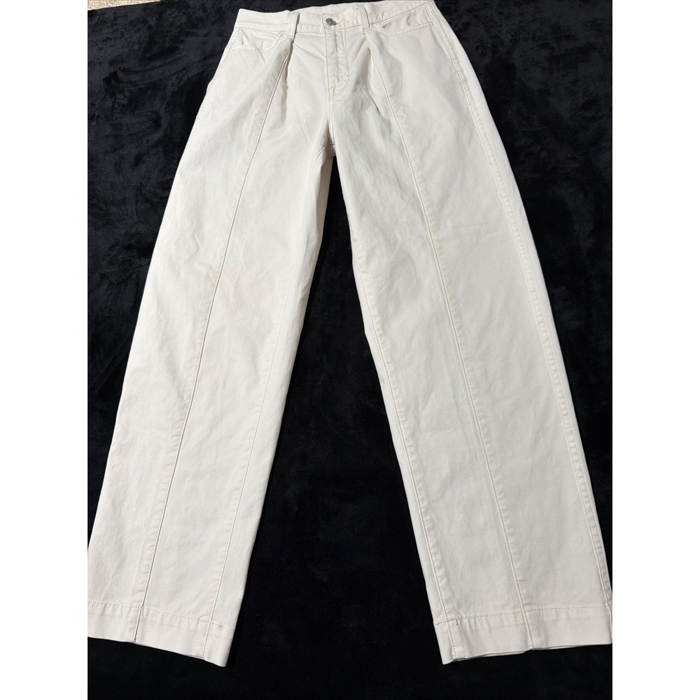 AYR THE BAM BARREL Light Beige Pleated Chino Pants Womens SZ 24 Preppy Designer